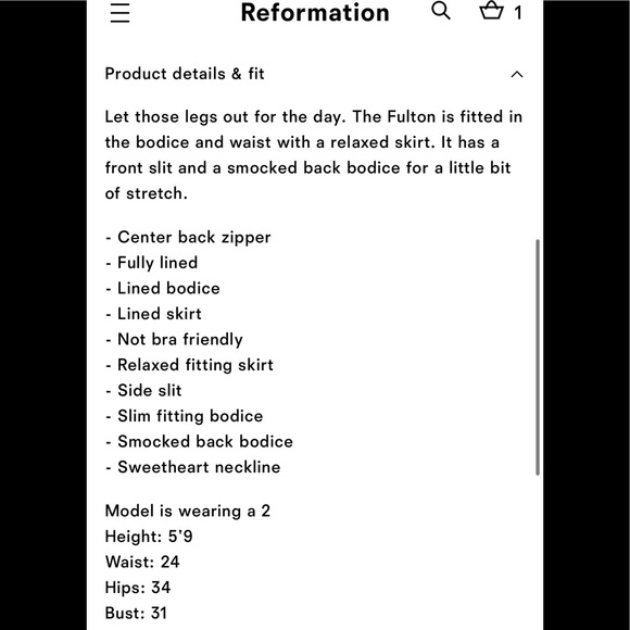 Reformation fulton dress Princess Margaret AUTHENTIC - Picture 14 of 15